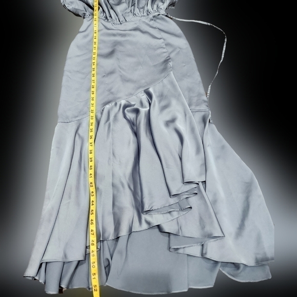 Curve Satin Wrap Mididress Ruched Detail Dusky Blue Size 0 (ASOS DESIGN) - Picture 15 of 17